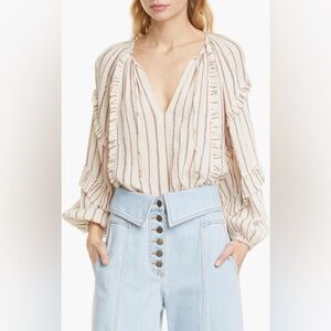 Ulla Johnson Liana Stripe Lurex Boho Blouse